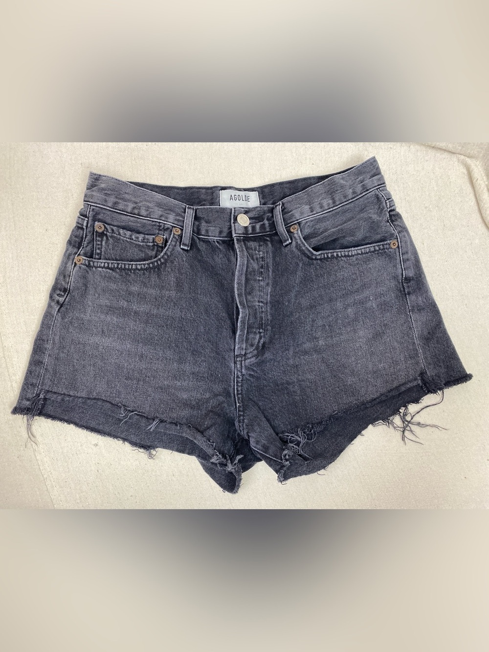 Agolde Parker Cut off Black Denim Shorts 27